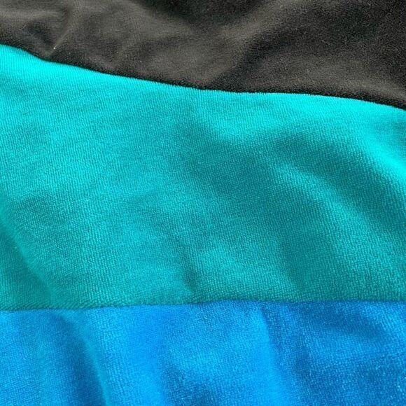 Vintage 80s Cherry Hill Abstract Velour Track Suit Sweatshirt Pants Set Black Bl - Picture 5 of 8